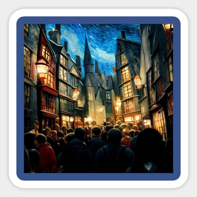 Starry Night in Diagon Alley Sticker by Grassroots Green